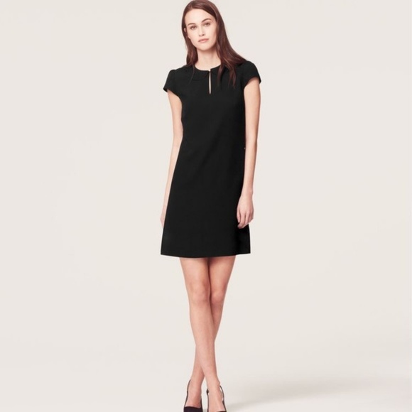 LOFT Dresses & Skirts - LOFT Laser Cut Flower Collar Black Dress Size 2